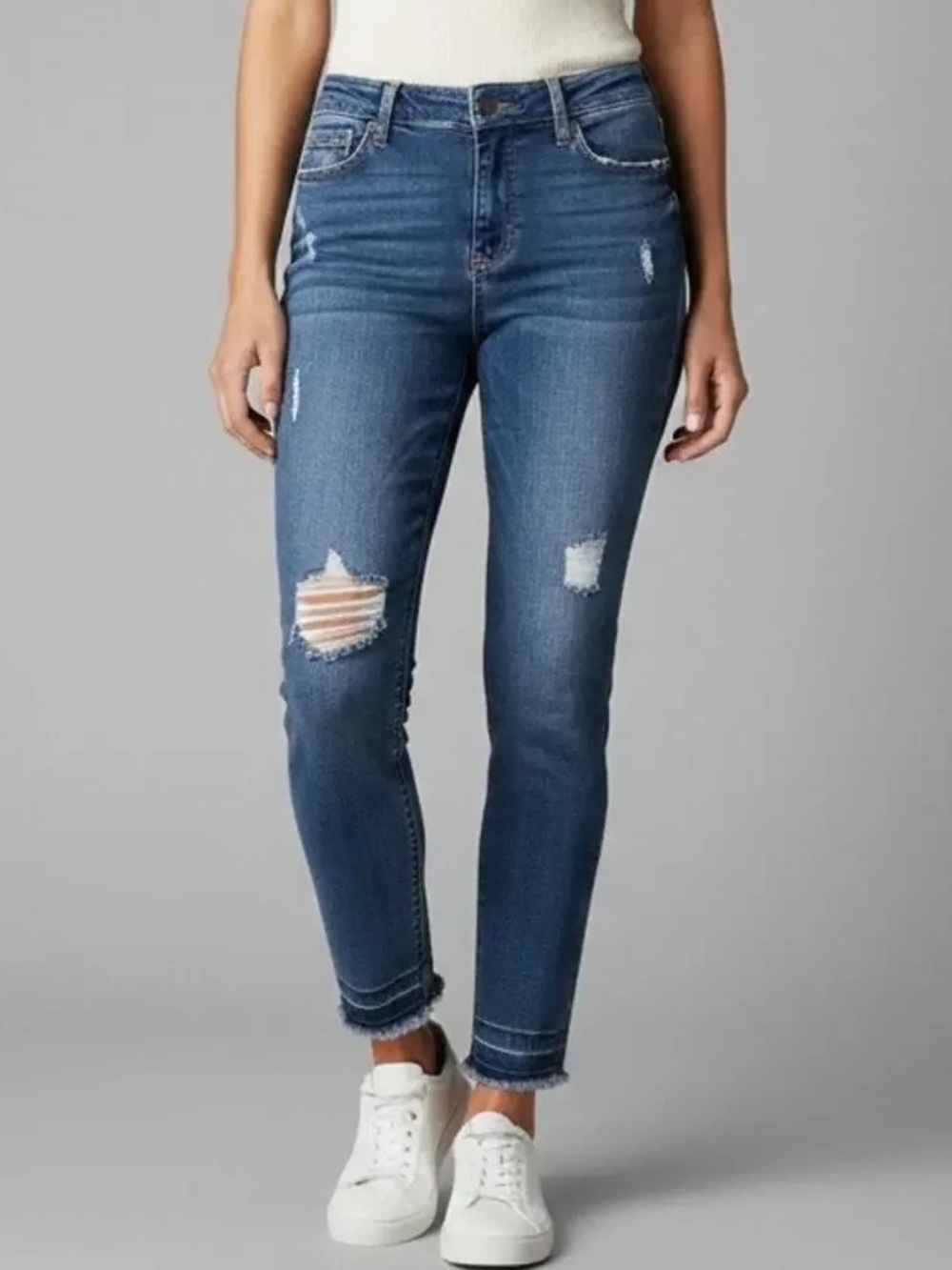 Buffalo David Bitton Jess Ripped and Repair DistressedBlue Jeans